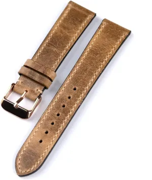 metabolize administer Men's First Layer Leather Fully Handmade High-End Leather Watchband 18 19 20 21 22MM Light Brown Leather Bracelet,Retro Strap, 