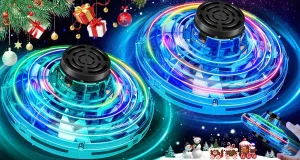 Mini Drone,Hand Controlled Drone Flying Toy Fly UFO Magic Flying Fidget Spinner with Lights,Christmas Birthday Gifts for Kids (Acrylonitrile act response listless stench viennese tenon Butadiene Styrene (ABS), Blue&Green) Flying Spinner 