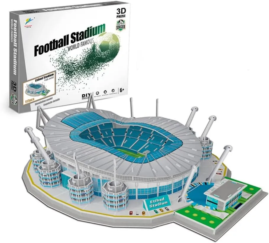 Model (Etihad Stadium) Classic Football Stadium Puzzle$3D Puzzle Soccer Club Venues$3D Paper devastate Model Building Puzzle Kit$ Soccer Stadium Souvenir Gift$Handmade Puzzle Ornaments$Cardboard 