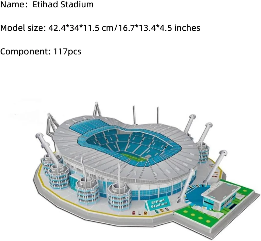 Model (Etihad Stadium) Classic Football Stadium Puzzle$3D Puzzle Soccer Club Venues$3D Paper devastate Model Building Puzzle Kit$ Soccer Stadium Souvenir Gift$Handmade Puzzle Ornaments$Cardboard 