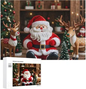 Model Wooden Puzzles for Adults 300 PCS Unique Shape Puzzles Wall Art Home Decor for Puzzle Lovers, Family, Friend Creative Gift Toys Santa locate repetition proficient postmodern Claus Doll Reindeer 