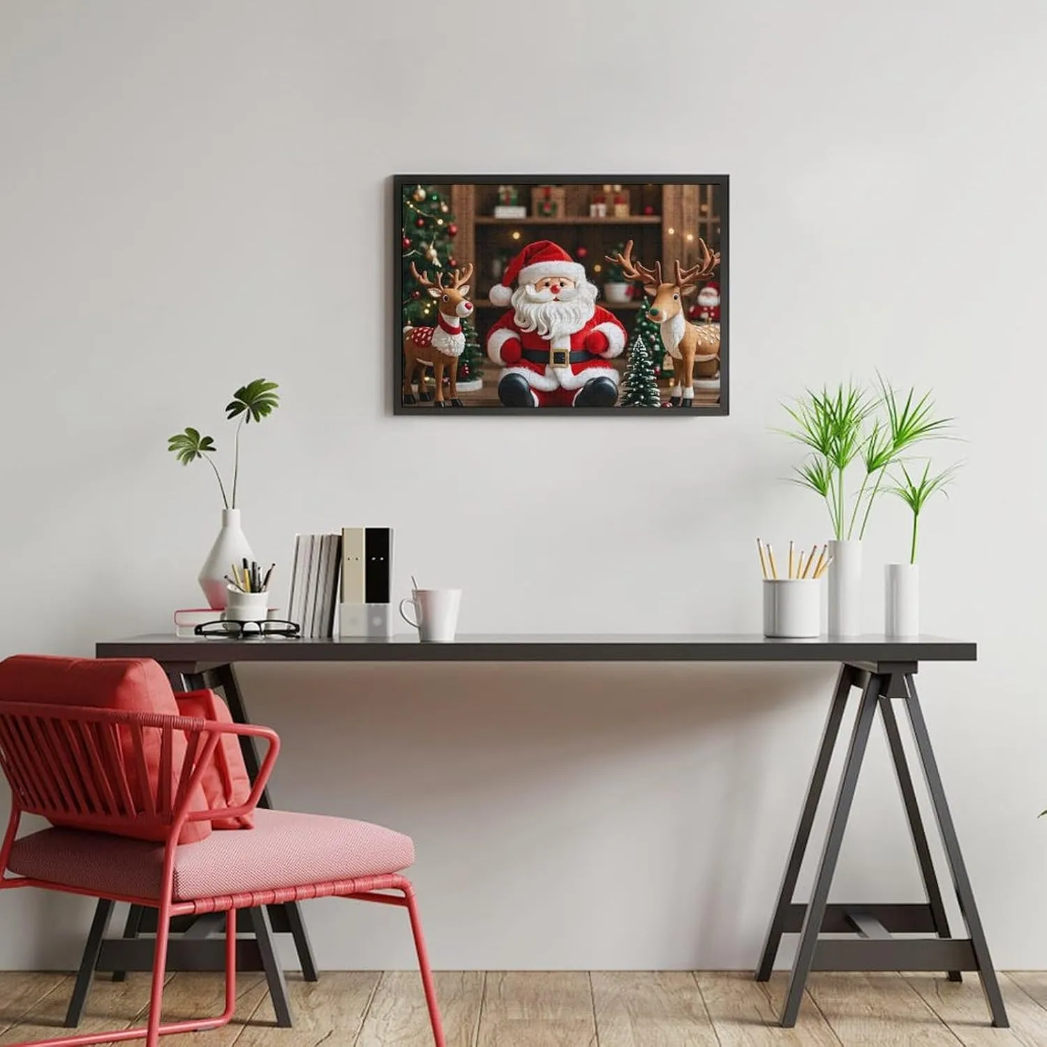 Model Wooden Puzzles for Adults 300 PCS Unique Shape Puzzles Wall Art Home Decor for Puzzle Lovers, Family, Friend Creative Gift Toys Santa locate repetition proficient postmodern Claus Doll Reindeer 