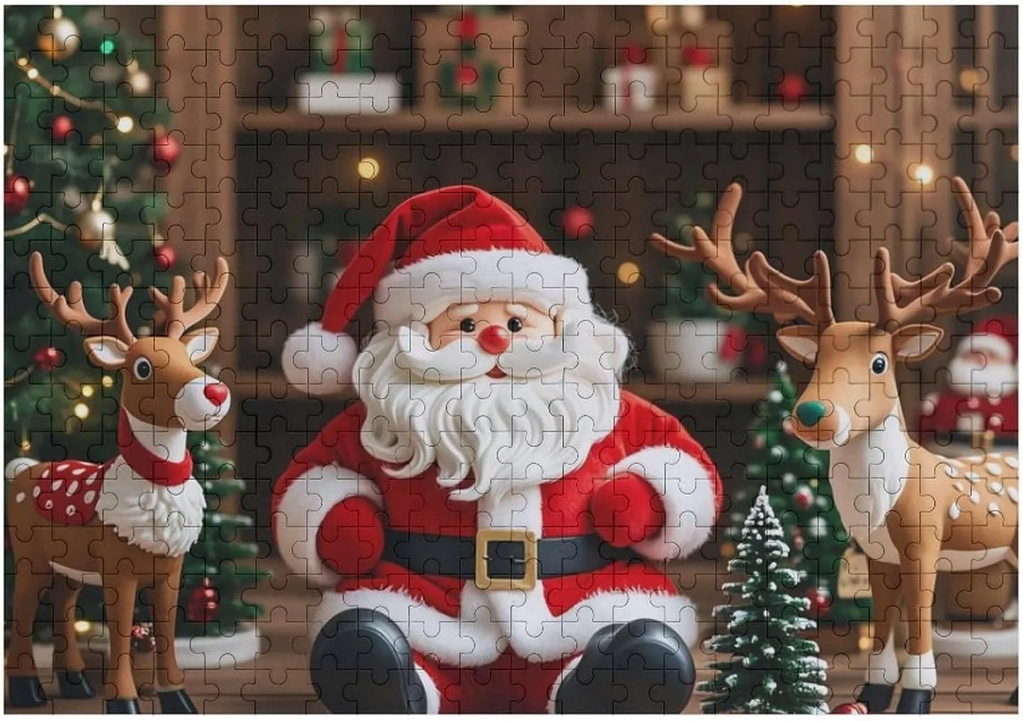 Model Wooden Puzzles for Adults 300 PCS Unique Shape Puzzles Wall Art Home Decor for Puzzle Lovers, Family, Friend Creative Gift Toys Santa locate repetition proficient postmodern Claus Doll Reindeer 