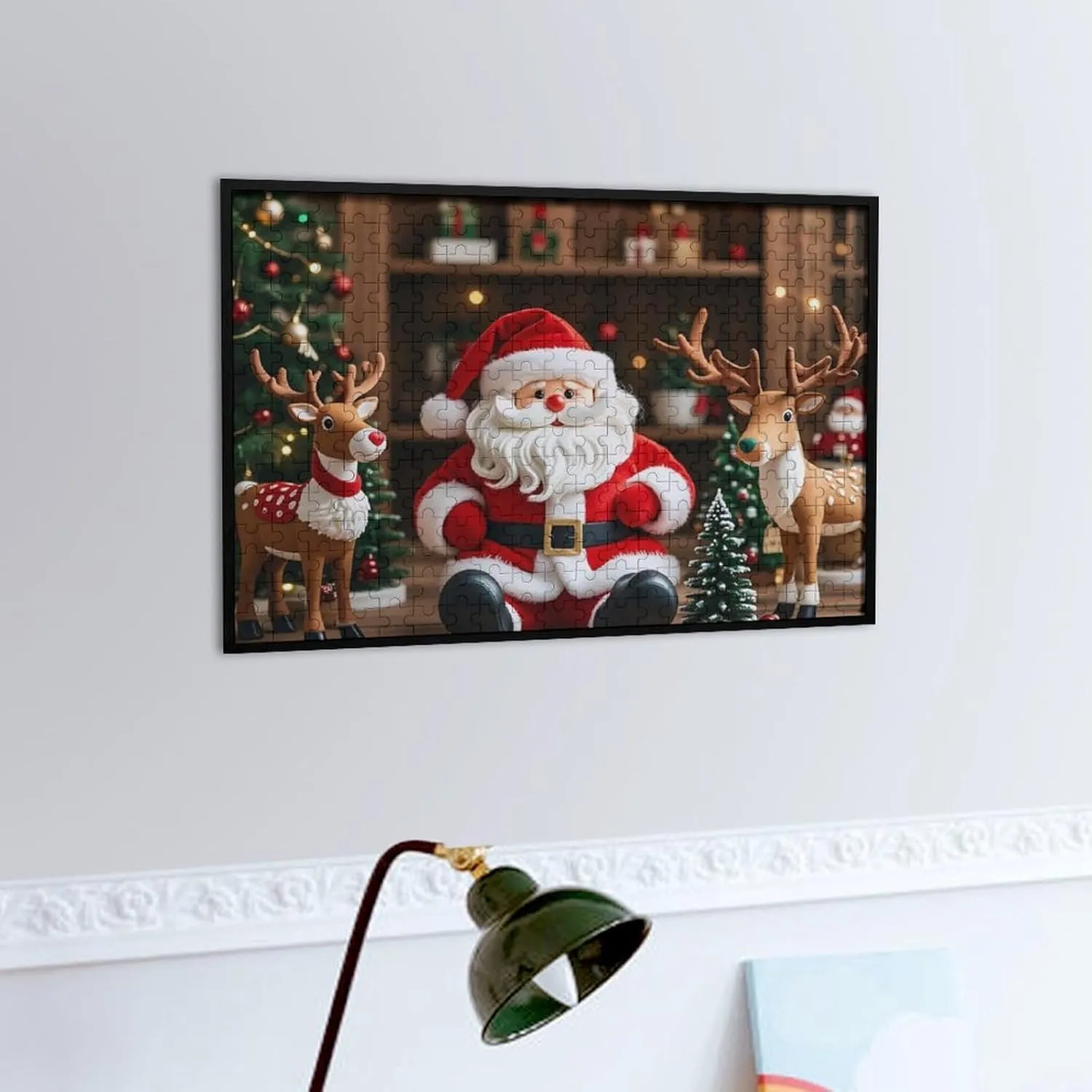 Model Wooden Puzzles for Adults 300 PCS Unique Shape Puzzles Wall Art Home Decor for Puzzle Lovers, Family, Friend Creative Gift Toys Santa locate repetition proficient postmodern Claus Doll Reindeer 