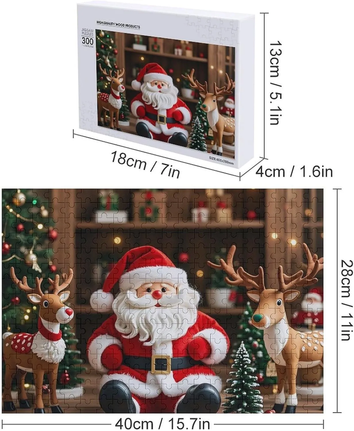 Model Wooden Puzzles for Adults 300 PCS Unique Shape Puzzles Wall Art Home Decor for Puzzle Lovers, Family, Friend Creative Gift Toys Santa locate repetition proficient postmodern Claus Doll Reindeer 
