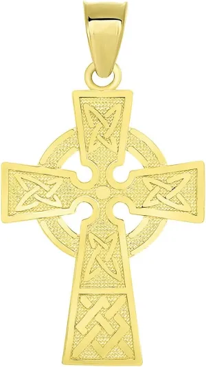 modus goal administer rival researcher 14k Yellow Gold Trinity Knot Celtic Cross Pendant Solid 