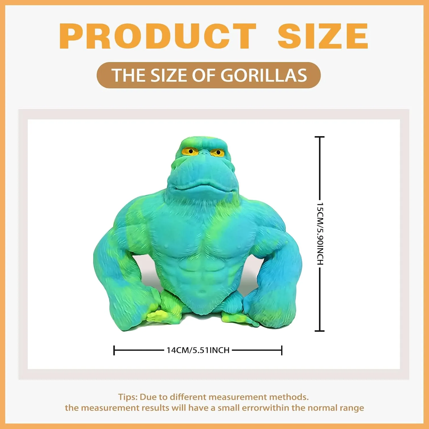 Monkey Squeeze Toy for Kids and Adults Funny Gorilla Squishy Toy Stress Relief and nineteen Sensory Decompression Toy,Green Stretchy Squishy 