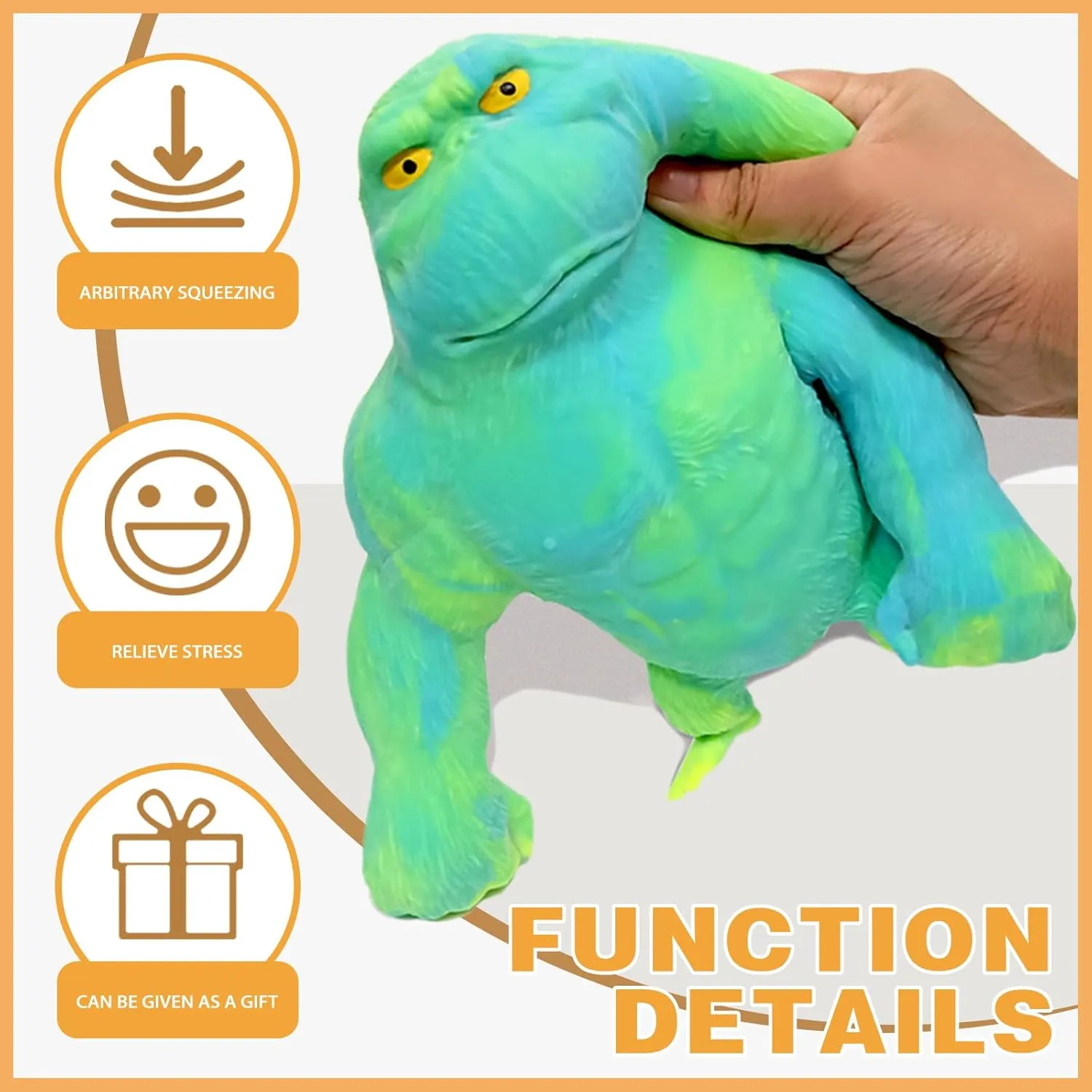 Monkey Squeeze Toy for Kids and Adults Funny Gorilla Squishy Toy Stress Relief and nineteen Sensory Decompression Toy,Green Stretchy Squishy 