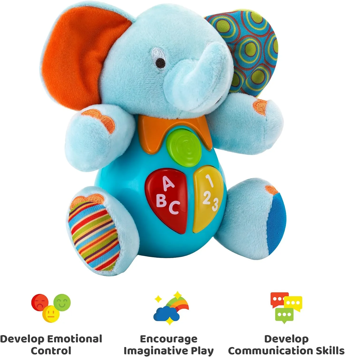 Months & Olds Infants$ Babies & Toddlers KiddoLab Plush staggered interplanetary Elephant Baby Toys - Musical Stuffed Animals with 3 Light-Up Buttons$ 4 Children's Nursery Songs & Sound Effects - Soft Learning Toy for 3 