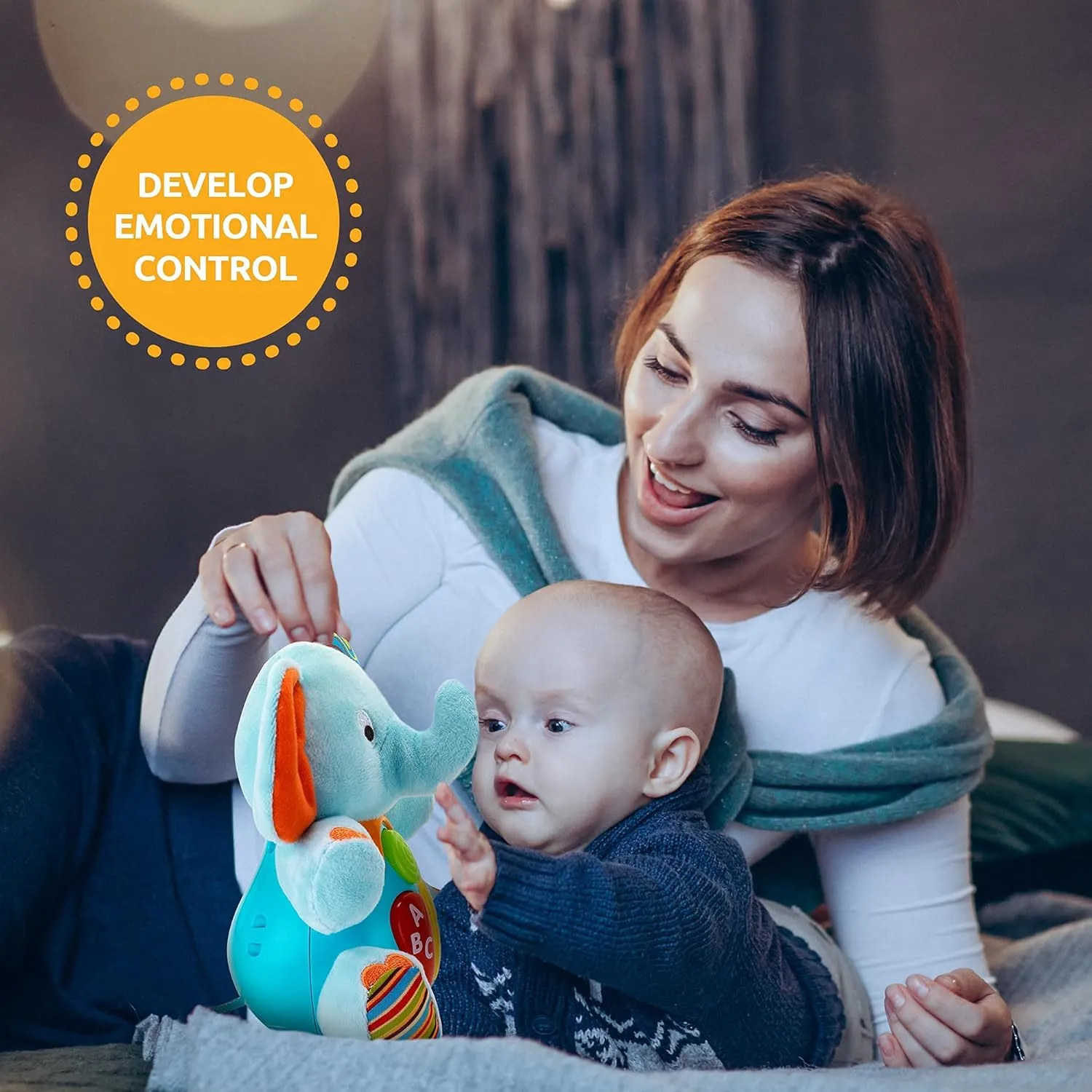 Months & Olds Infants$ Babies & Toddlers KiddoLab Plush staggered interplanetary Elephant Baby Toys - Musical Stuffed Animals with 3 Light-Up Buttons$ 4 Children's Nursery Songs & Sound Effects - Soft Learning Toy for 3 