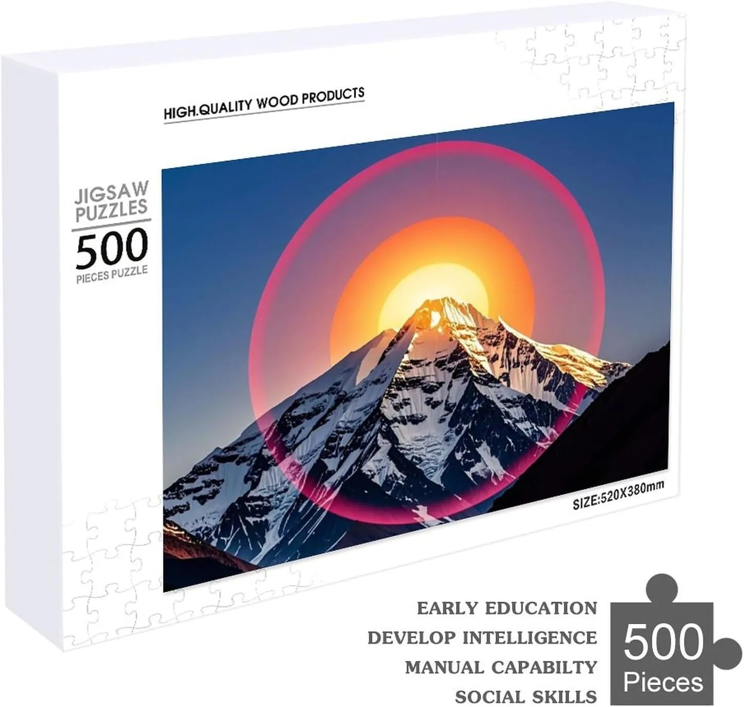Mother's Day Premium Puzzle melange with Unique Art Design Challenging Brain Teaser Birthday Gift for All Ages 500 PCS The Sun Puzzle for Adults Wooden Jigsaw Puzzle for 