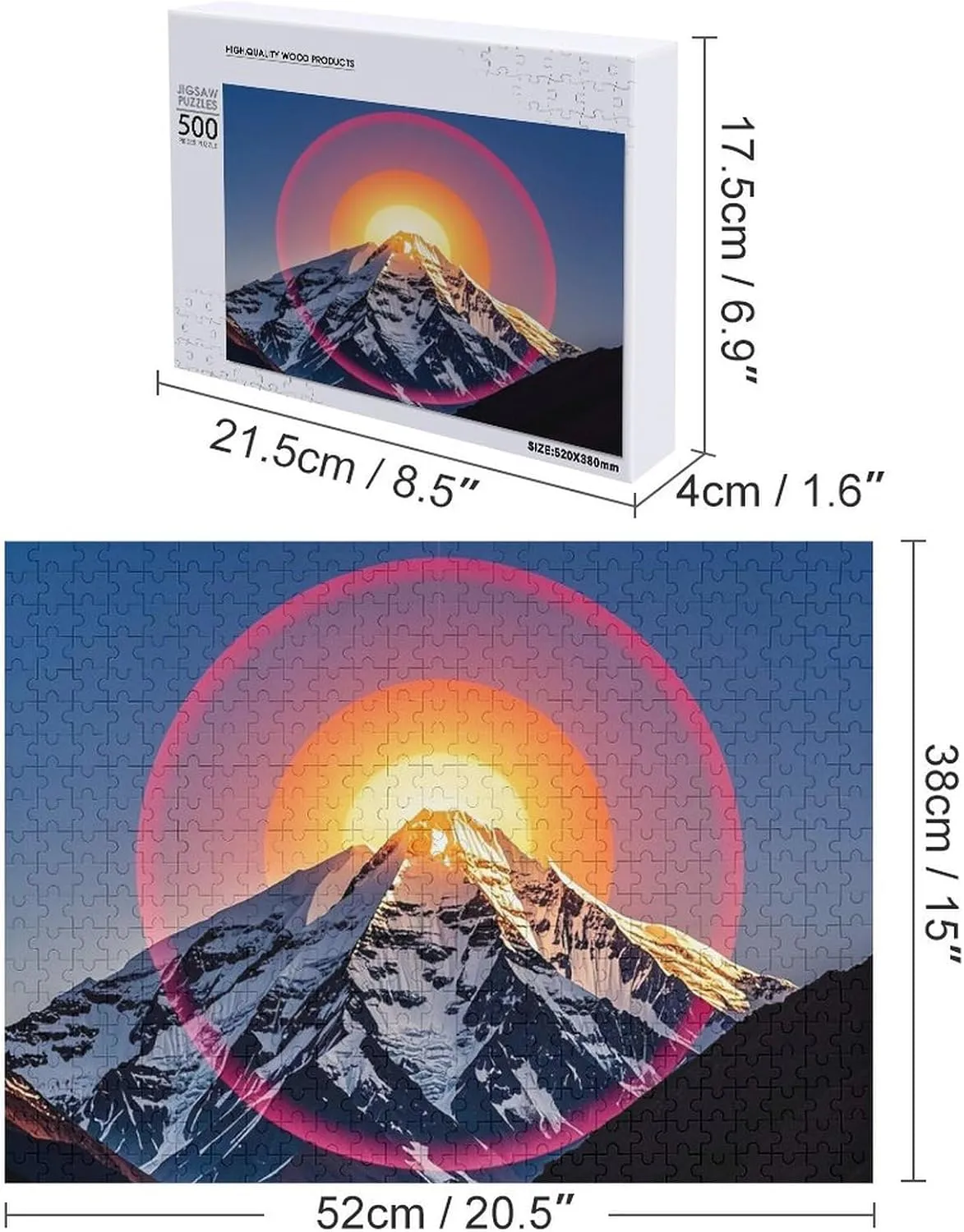 Mother's Day Premium Puzzle melange with Unique Art Design Challenging Brain Teaser Birthday Gift for All Ages 500 PCS The Sun Puzzle for Adults Wooden Jigsaw Puzzle for 