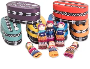 Multicolor Decor Accessories Decorative Puppets Recycled Cultural [boxes 6 1.6in L x 3.1in W speechwriter Dolls 6 2.4in H x 0.8in] NOVICA Artisan Handmade Boxed Worry Dolls Six Cotton Pinewood Boxes from Guatemala 
