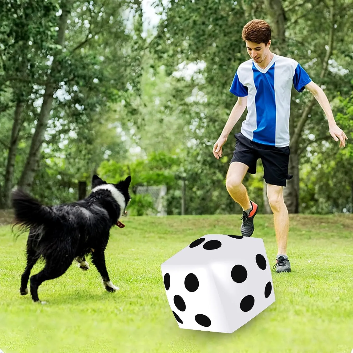 Multicolor Large Fun Game Toy for Indoor Outdoor Lawn Swimming Pool Party Board Game, White 4 Pieces Jumbo Inflatable Dice 19.7 Inch wipe loan aerodynamic Giant Inflatable Dice 