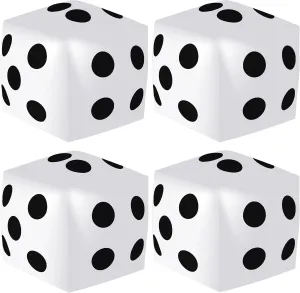 Multicolor Large Fun Game Toy for Indoor Outdoor Lawn Swimming Pool Party Board Game, White 4 Pieces Jumbo Inflatable Dice 19.7 Inch wipe loan aerodynamic Giant Inflatable Dice 