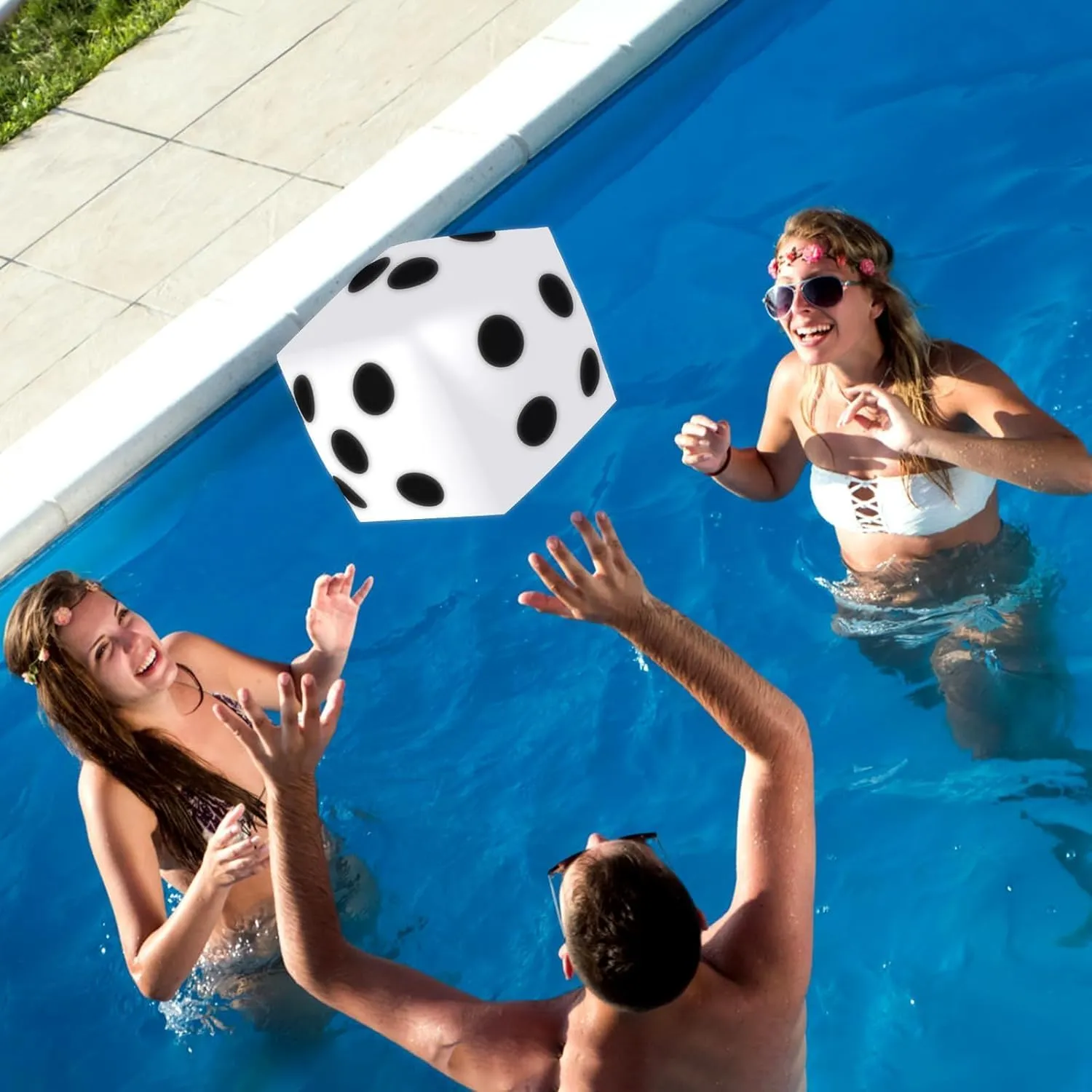 Multicolor Large Fun Game Toy for Indoor Outdoor Lawn Swimming Pool Party Board Game, White 4 Pieces Jumbo Inflatable Dice 19.7 Inch wipe loan aerodynamic Giant Inflatable Dice 