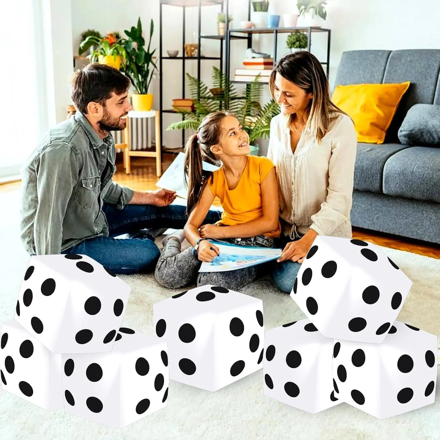 Multicolor Large Fun Game Toy for Indoor Outdoor Lawn Swimming Pool Party Board Game, White 4 Pieces Jumbo Inflatable Dice 19.7 Inch wipe loan aerodynamic Giant Inflatable Dice 