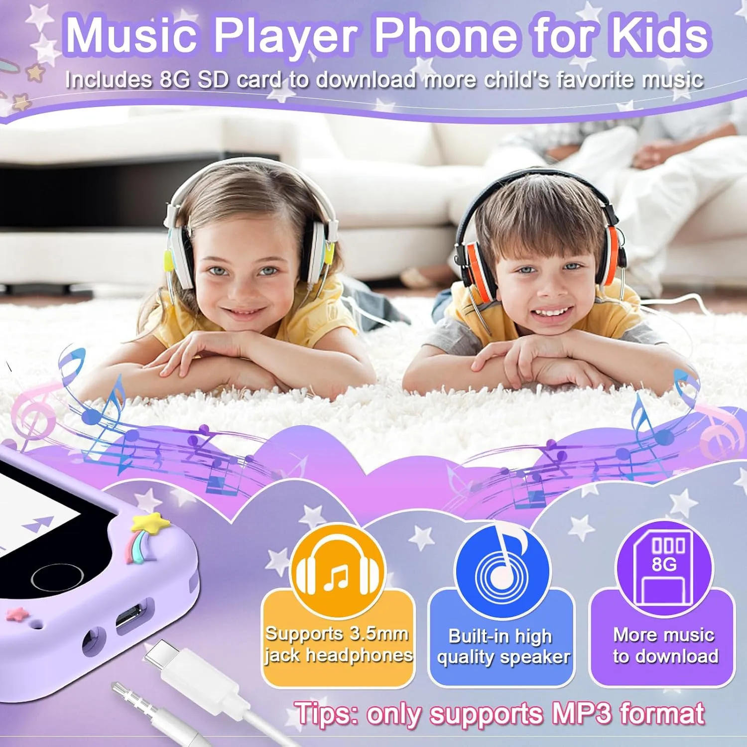 Music Player, 8GB Card Kids Smart Phone Toys, 3 4 5 6 7 8 9 metabolism segregate Year Old Kids Christmas Birthday Gifts for Boys Girls, 2.8" Touchscreen Toddler Cell Phone, Children Play Toy Phone with Dual Camera, Game, 