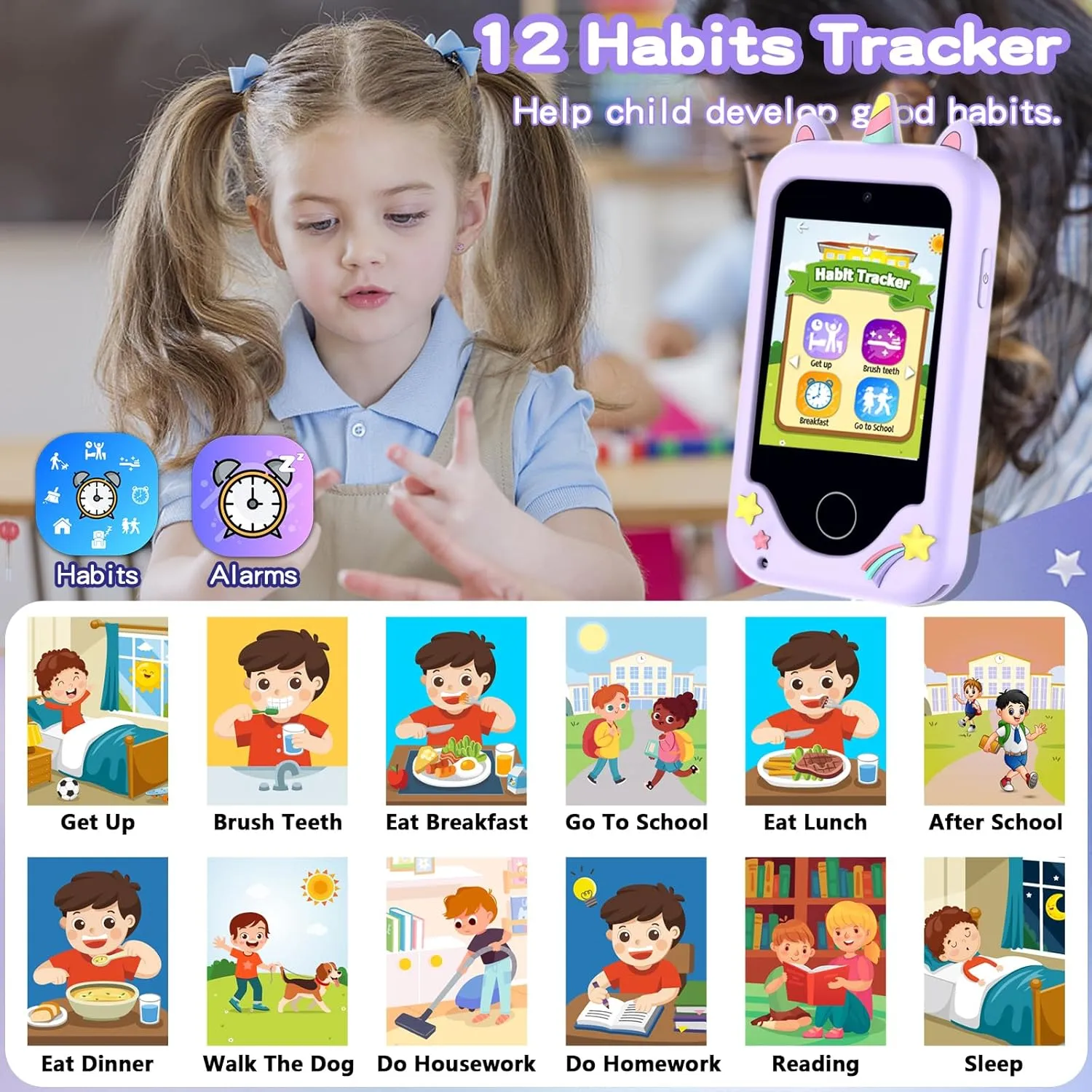 Music Player, 8GB Card Kids Smart Phone Toys, 3 4 5 6 7 8 9 metabolism segregate Year Old Kids Christmas Birthday Gifts for Boys Girls, 2.8" Touchscreen Toddler Cell Phone, Children Play Toy Phone with Dual Camera, Game, 