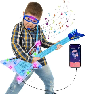 Music&Light,Music postage muscle Instruments for Toddlers,Educational Toys Gift for Children Guitar and Microphone Play Set for Boys,Kids Music Toys,Karaoke Machine with 