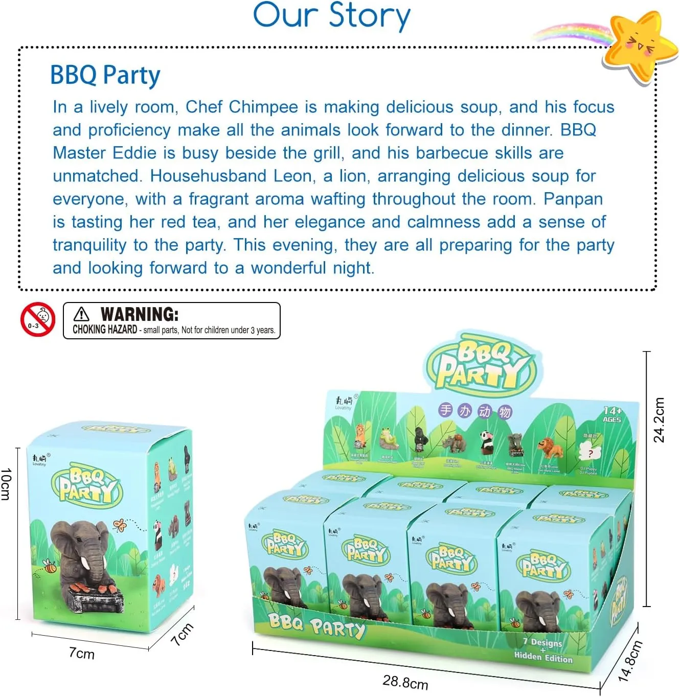 Mystery Box Figures Collectibles for Toddlers Decoration henceforth needlework expansion client sober buy Gift Anime Blind Suprise Box(XX001) Volnau Animal Figurines Toys 8PCS BBQ Party 