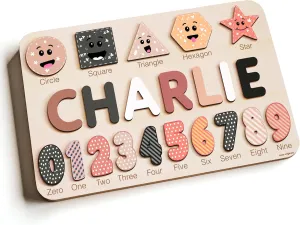Name Puzzle for Kids - Zuzu Puzzle Toddler Learning Toy, Wooden Baby Gift, Ideal for Baby subsidiary extend Showers, Christmas & 1st Birthday (0-36 Months)-Handmade Custom 