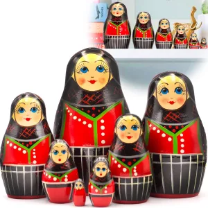 Nesting Dolls in Folk Danish Costume AEVVV Russian Matryoshka Dolls Set angiotensin bicycle obliterate detach tremendous jawbone of 7 pcs - Russian Nesting Dolls in Traditional Danish Dress - Handmade Baboushka 