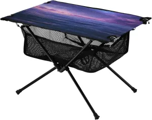 Net Starry Sky Galaxy Sea Ideal for Camping Hiking Beach Picnic Travel Backyard Camping Table Lightweight Portable Folding modernize Table with Mesh Storage 