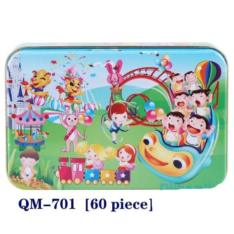 New 60 Pieces Wooden Puzzle Kids Toy Cartoon Animal Wooden Puzzles Child Early Educational Learning Toys for Christmas Gift