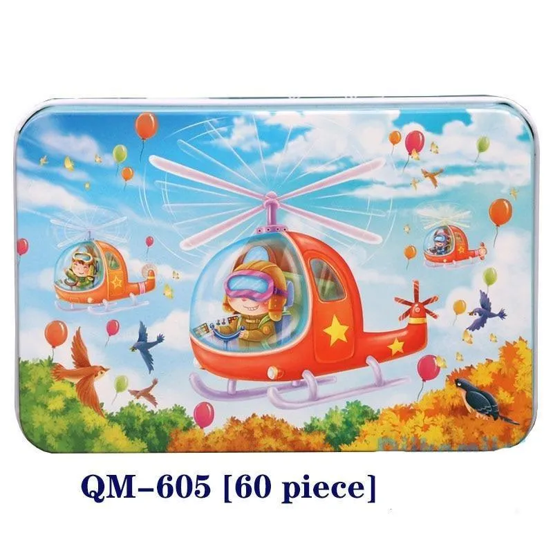 New 60 Pieces Wooden Puzzle Kids Toy Cartoon Animal Wooden Puzzles Child Early Educational Learning Toys for Christmas Gift