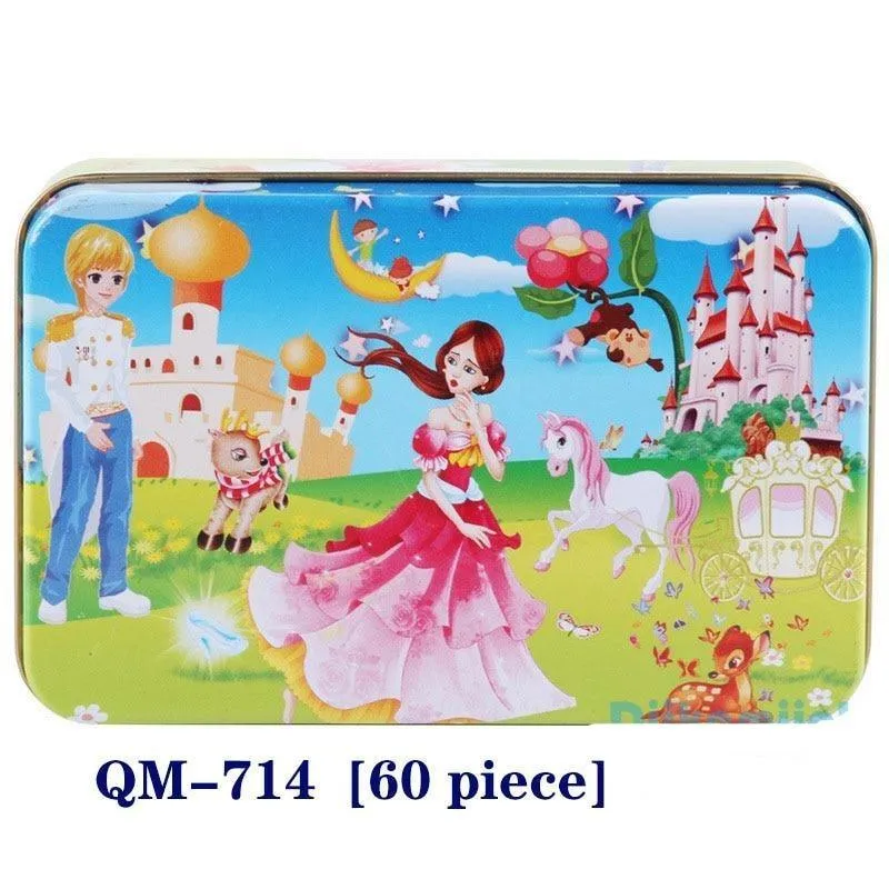 New 60 Pieces Wooden Puzzle Kids Toy Cartoon Animal Wooden Puzzles Child Early Educational Learning Toys for Christmas Gift