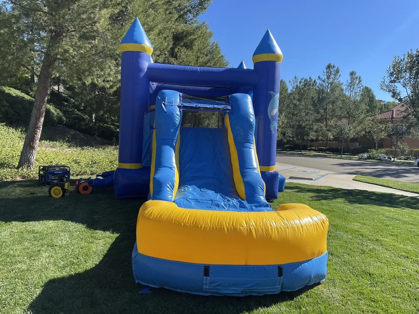 NEW! DOLPHIN INFLATABLE DELUXE COMBO BOUNCE HOUSE SLIDE   DETACHABLE POOL