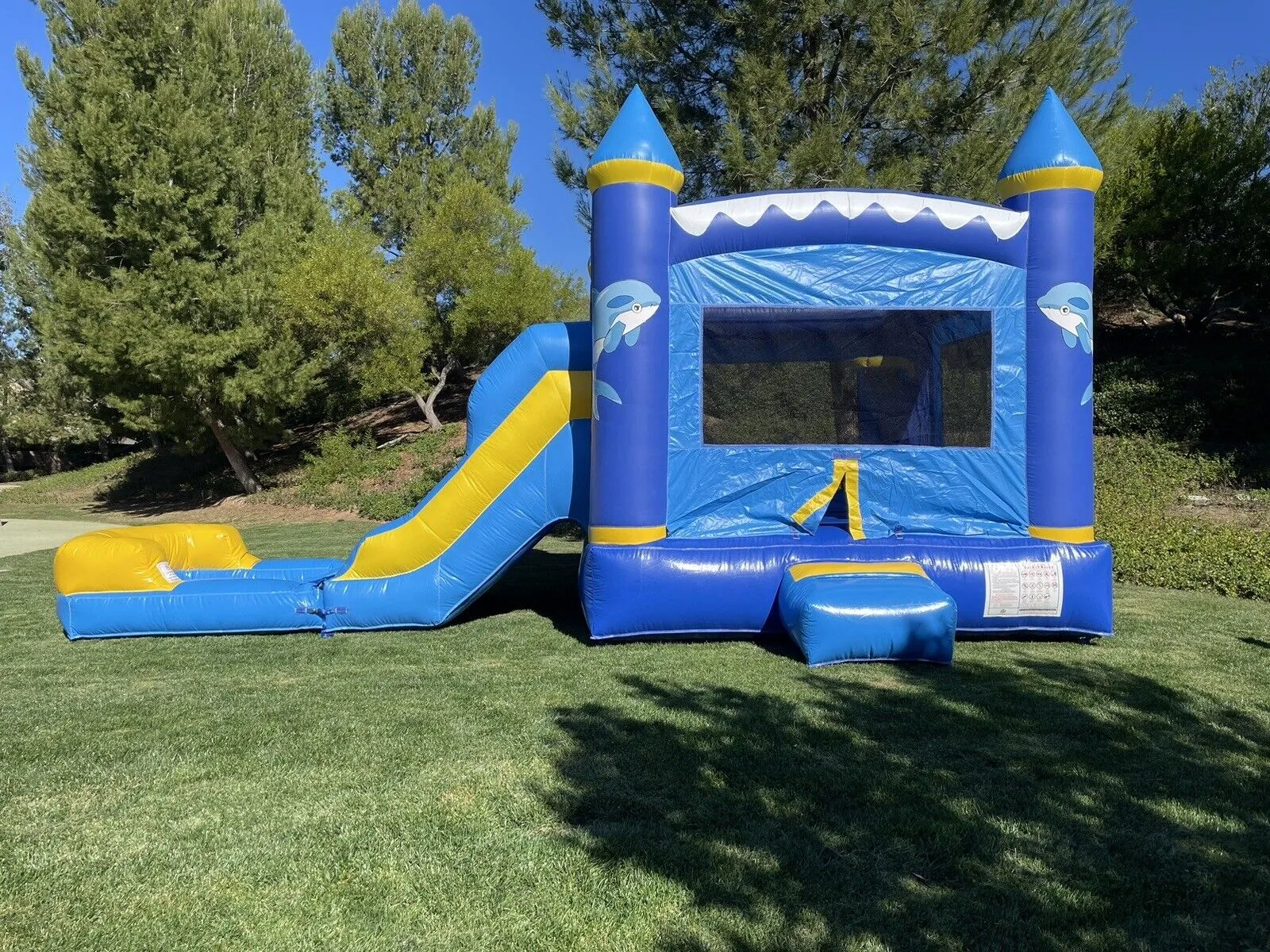 NEW! DOLPHIN INFLATABLE DELUXE COMBO BOUNCE HOUSE SLIDE   DETACHABLE POOL