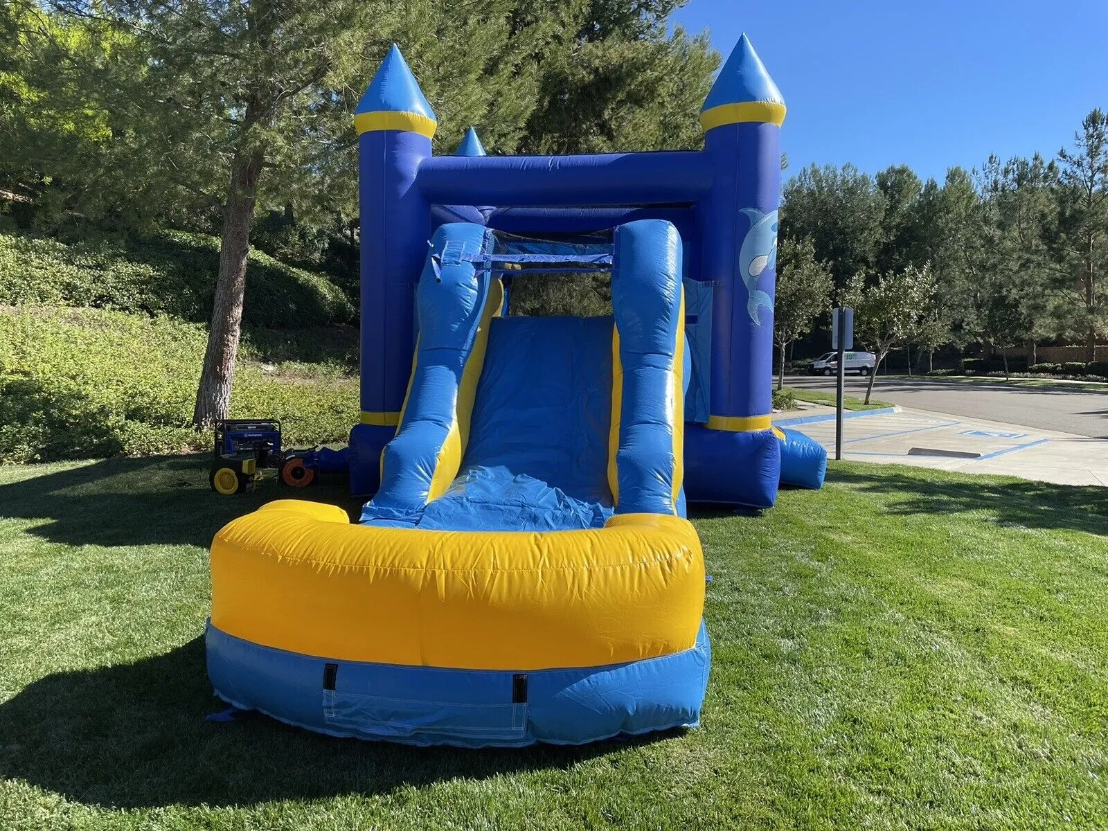 NEW! DOLPHIN INFLATABLE DELUXE COMBO BOUNCE HOUSE SLIDE   DETACHABLE POOL
