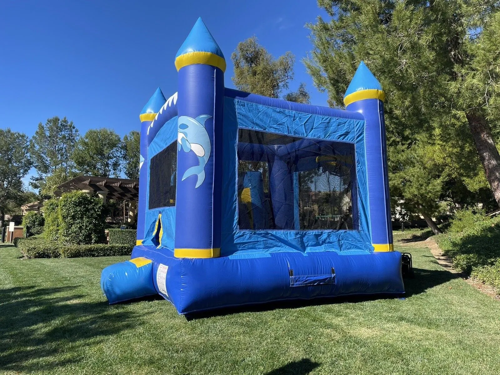 NEW! DOLPHIN INFLATABLE DELUXE COMBO BOUNCE HOUSE SLIDE   DETACHABLE POOL