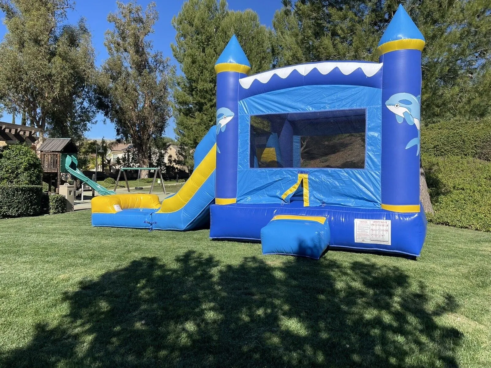 NEW! DOLPHIN INFLATABLE DELUXE COMBO BOUNCE HOUSE SLIDE   DETACHABLE POOL