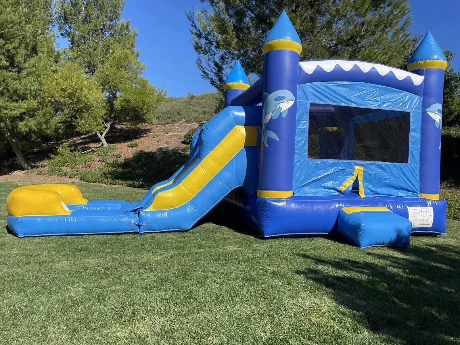 NEW! DOLPHIN INFLATABLE DELUXE COMBO BOUNCE HOUSE SLIDE   DETACHABLE POOL