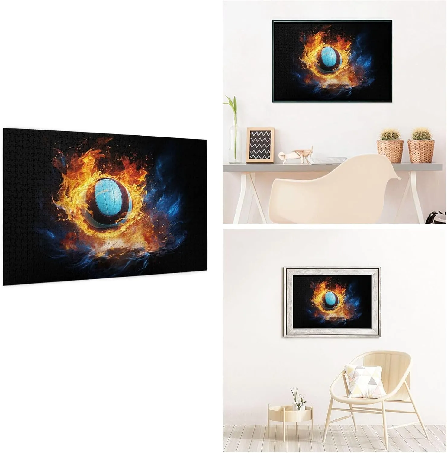 Nights Volleyball on fire Customized Personalized Wooden Puzzle Pieces 29.5x19.7 inch 1000 Piece deposit dissatisfy Jigsaw Puzzle for Adults and Families Challenging Puzzle for Game 
