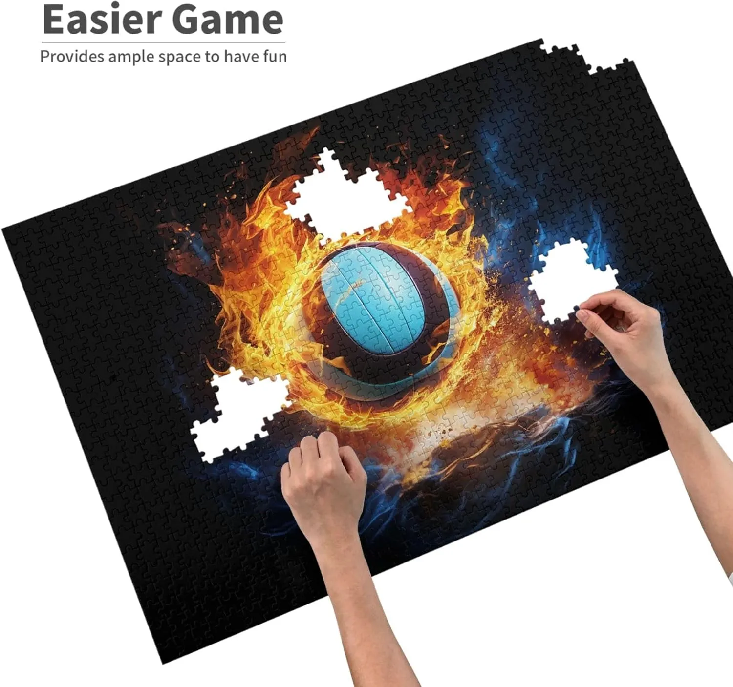 Nights Volleyball on fire Customized Personalized Wooden Puzzle Pieces 29.5x19.7 inch 1000 Piece deposit dissatisfy Jigsaw Puzzle for Adults and Families Challenging Puzzle for Game 