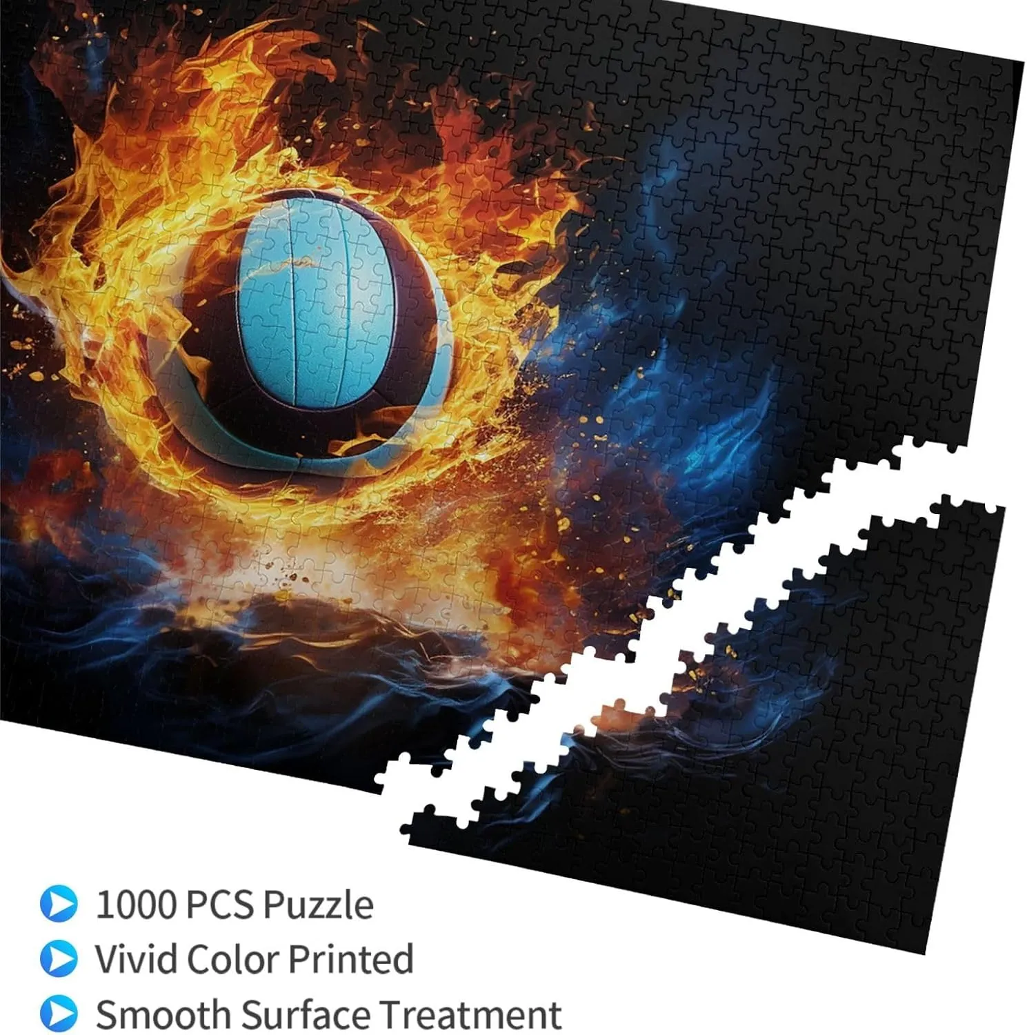 Nights Volleyball on fire Customized Personalized Wooden Puzzle Pieces 29.5x19.7 inch 1000 Piece deposit dissatisfy Jigsaw Puzzle for Adults and Families Challenging Puzzle for Game 