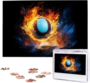 Nights Volleyball on fire Customized Personalized Wooden Puzzle Pieces 29.5x19.7 inch 1000 Piece deposit dissatisfy Jigsaw Puzzle for Adults and Families Challenging Puzzle for Game 
