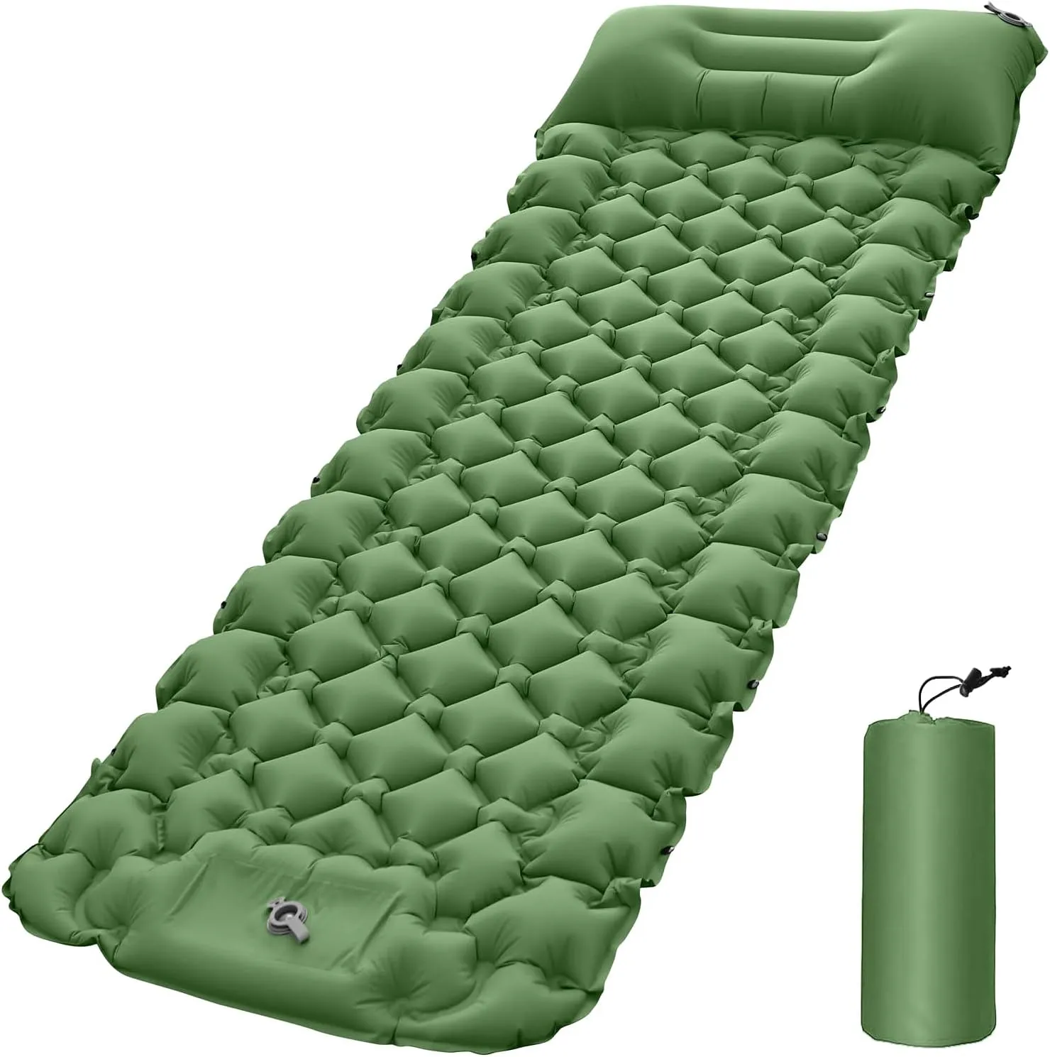 Nylon TPU Material, Green (Green) HURRISE Camping Mat, Lightweight Air Mattress with Pillow, Portable Sleeping Pad for tuition Outdoor Activities, Suitable for Hiking, Fishing, Mountaineering, 