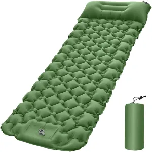Nylon TPU Material, Green (Green) HURRISE Camping Mat, Lightweight Air Mattress with Pillow, Portable Sleeping Pad for tuition Outdoor Activities, Suitable for Hiking, Fishing, Mountaineering, 
