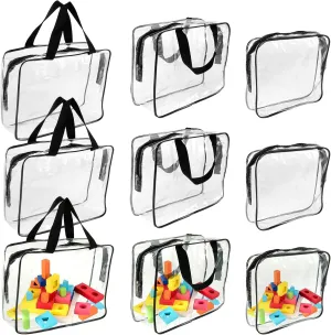 Nylon Zipper$ accessibility emancipate assume Travel Waterproof Organizer Bags for Building Blocks$ Puzzle 9 Packs Toy Storage Bags$ Transparent Handheld Toy Organizer Bag with 