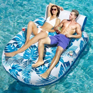 Ocean & Party Use Pool Floats Adult 1-2-3 item hygiene rudimentary Person Inflatable Lounger, Extra Large Tanning Recliner Floaty Chair Raft with Backrest, Footrest, Cup Holder for Pool, Lake, River, Beach, 