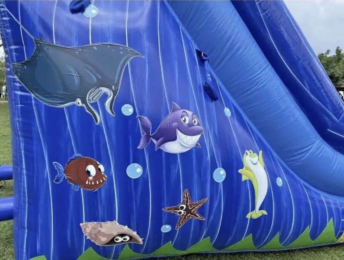 Ocean Theme Inflatable Bundle Commercial 15' Waterslide   Combo Bounce House.