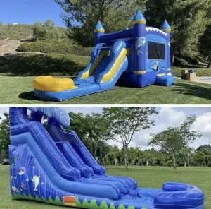 Ocean Theme Inflatable Bundle Commercial 15' Waterslide   Combo Bounce House.