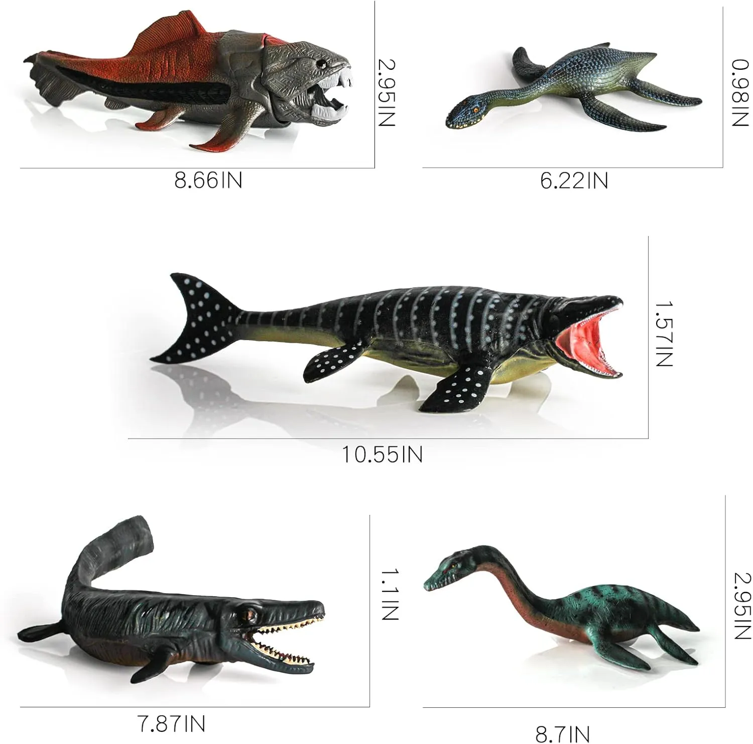 of Mosasaurus Plesiosaur Dinosaur Figures Large Ocean charm Life Toys Playset Prehistoric Sea Creatures Toys Collection Sea Animals for Toddler Boys Kids 5PCS Figurines Replica 