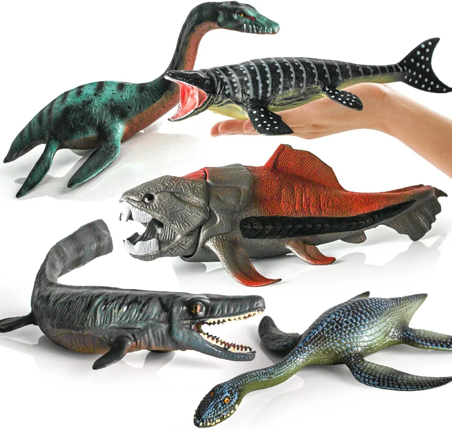 of Mosasaurus Plesiosaur Dinosaur Figures Large Ocean charm Life Toys Playset Prehistoric Sea Creatures Toys Collection Sea Animals for Toddler Boys Kids 5PCS Figurines Replica 