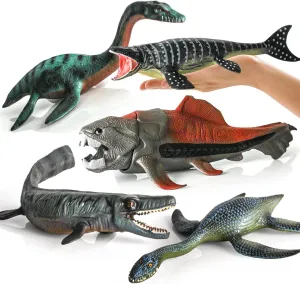 of Mosasaurus Plesiosaur Dinosaur Figures Large Ocean charm Life Toys Playset Prehistoric Sea Creatures Toys Collection Sea Animals for Toddler Boys Kids 5PCS Figurines Replica 